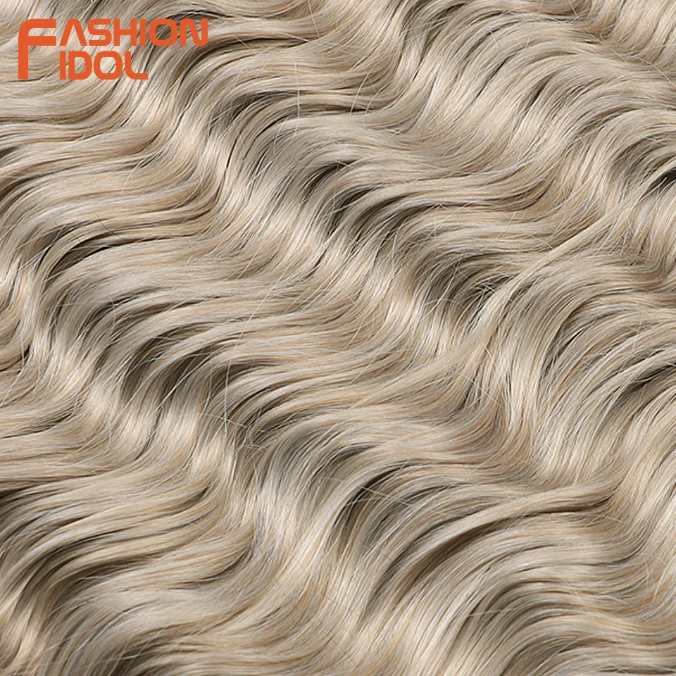 FASHION IDOL 24Inch Crochet Hair Synthetic Water Wave Braiding Hair Extensions Ombre Rainbow color Fake Hair Deep Wave Curl Hair - Image 6