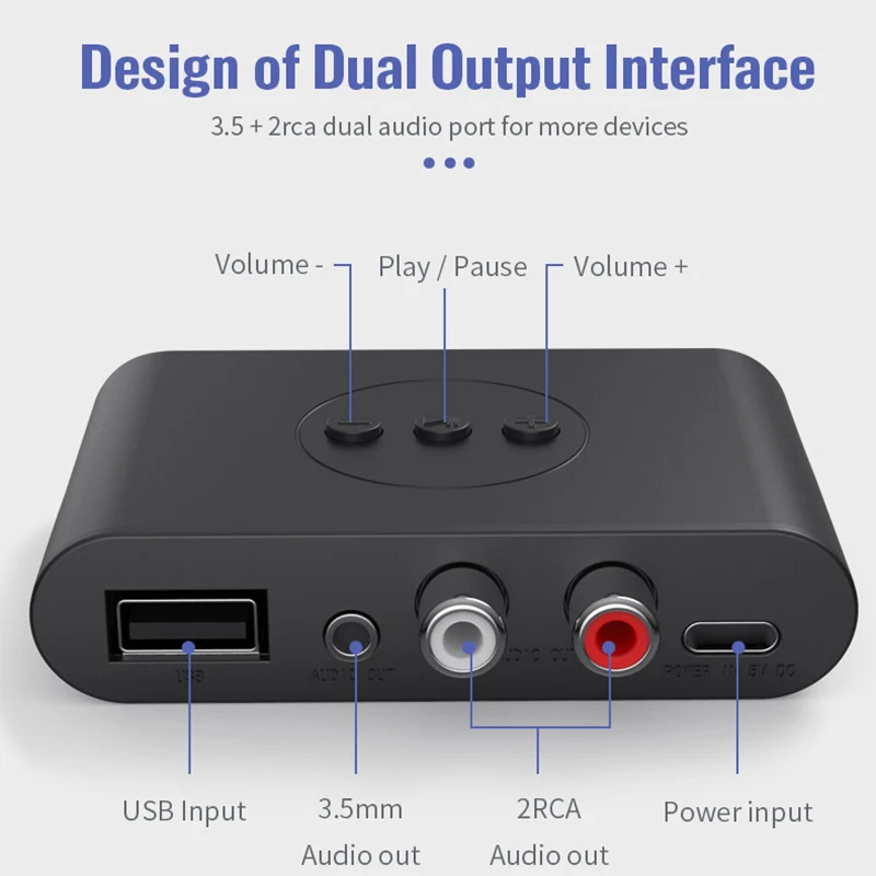 Bluetooth 5.2 Audio Receiver NFC U Disk 3.5mm AUX RCA USB Stereo Music Wireless Adapter With Mic For Car Kit Speaker Amplifier - Image 4