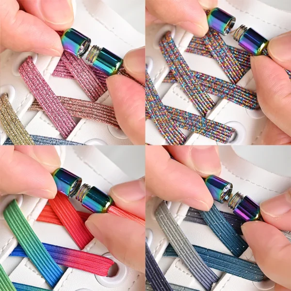 1Pair/2Pairs/4Pairs No Tie Shoe Laces Colorful Buckle Shoelaces Pearl Light Colorful Fashion Without Ties Elastic Laces Sneaker - Image 6
