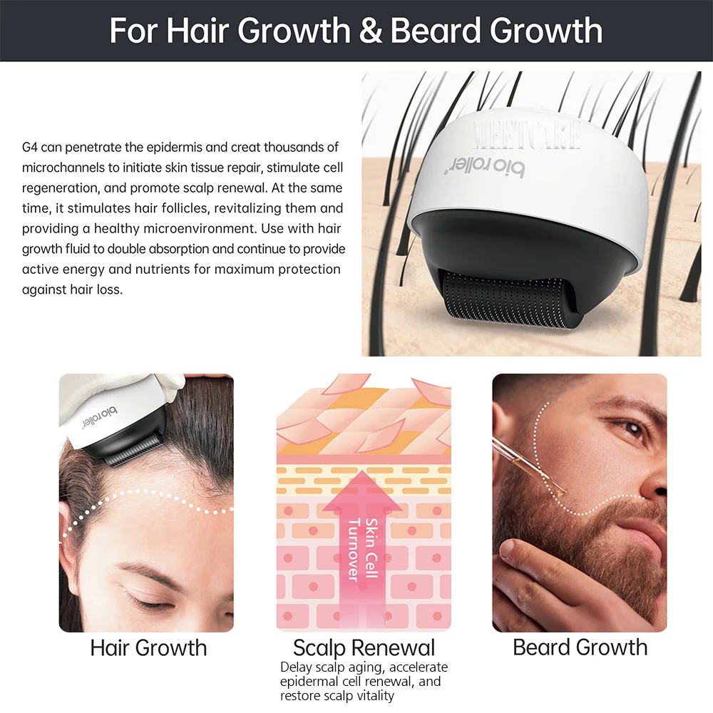 Bio G4 Derma Roller Microneedle 1200pin Needles for Beard Hair Growth Dermaroller Anti Acne Scars Removal Wrinkle Shrink Pores - Image 3