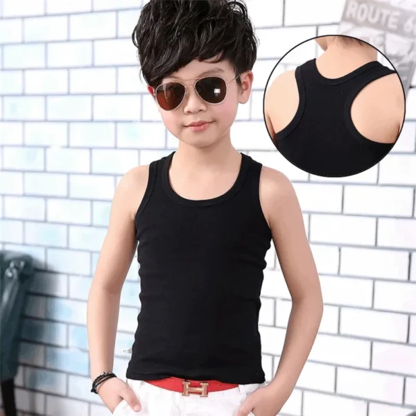 Children Vests T-shirts Summer Boys Girls Cotton Sports Tops Waistcoat Pure Color Casual Kids Vest - Image 2