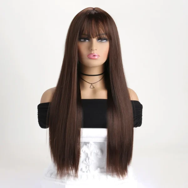 26-inch synthetic wig long straight hair cosplay Halloween costume everyday wig high-temperature hair accessory - Image 2