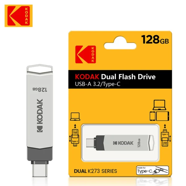 Kodak k273 high-speed USB flash drive 3.2 interface Type-C mobile phone computer dual-use 32G-256G storage USB flash drive 128G - Image 3