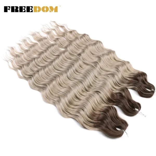 Synthetic Loose Deep Wave Braiding Hair Extensions 24 Inch Deep Curly Twist Crochet Braid Hair Ombre Blonde Brown Anna Hair - Image 3