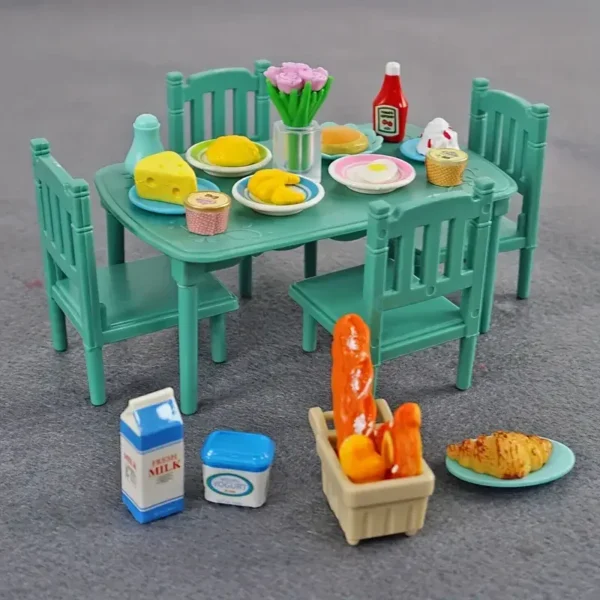 1:12 Miniature Furniture Forest Family Kitchen Toy Dining Table Dollhouse Accessories Bathroom Pretend Play For Girl Gifts Toys - Image 4