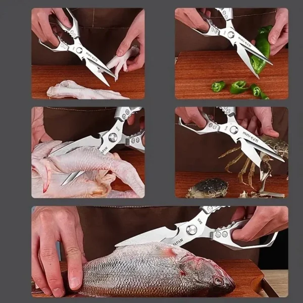 1pc Heavy-Duty Kitchen Scissors Stainless Steel Multi-Purpose Shears for Meat and Roast Cutting Household Cooking Food Scissors - Image 5