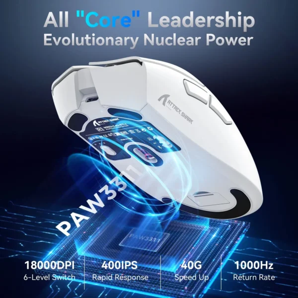 R1 Superlight Mouse Bluetooth 2.4G Wireless Gaming Mouse PixArt PAW3311 Gaming Sensor 6 Adjustable DPI for Office Game - Image 5