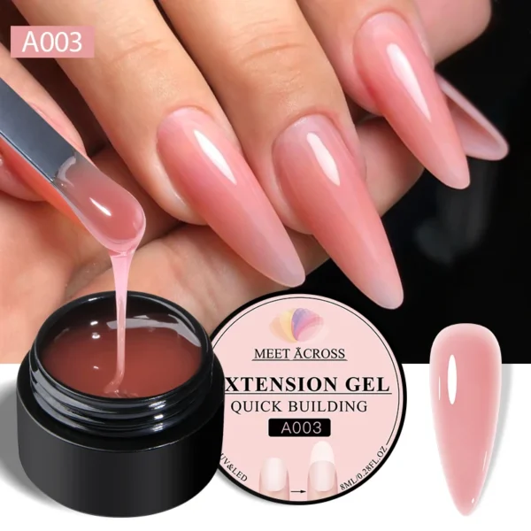 MEET ACROSS 8ml Milk White Quick Extension Gel Nail Polish Vernis Semi Permanent Soak Off Nail Art UV Gel LED Varnish Nails - Image 5