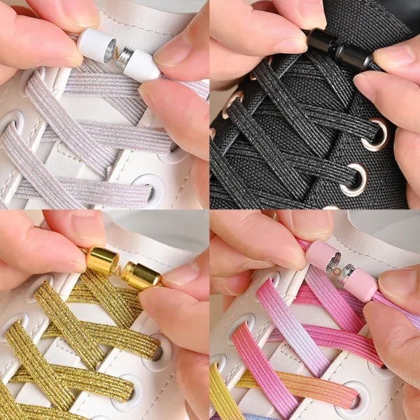 1Pair/2Pairs/4Pairs No Tie Shoe Laces Colorful Buckle Shoelaces Pearl Light Colorful Fashion Without Ties Elastic Laces Sneaker - Image 5