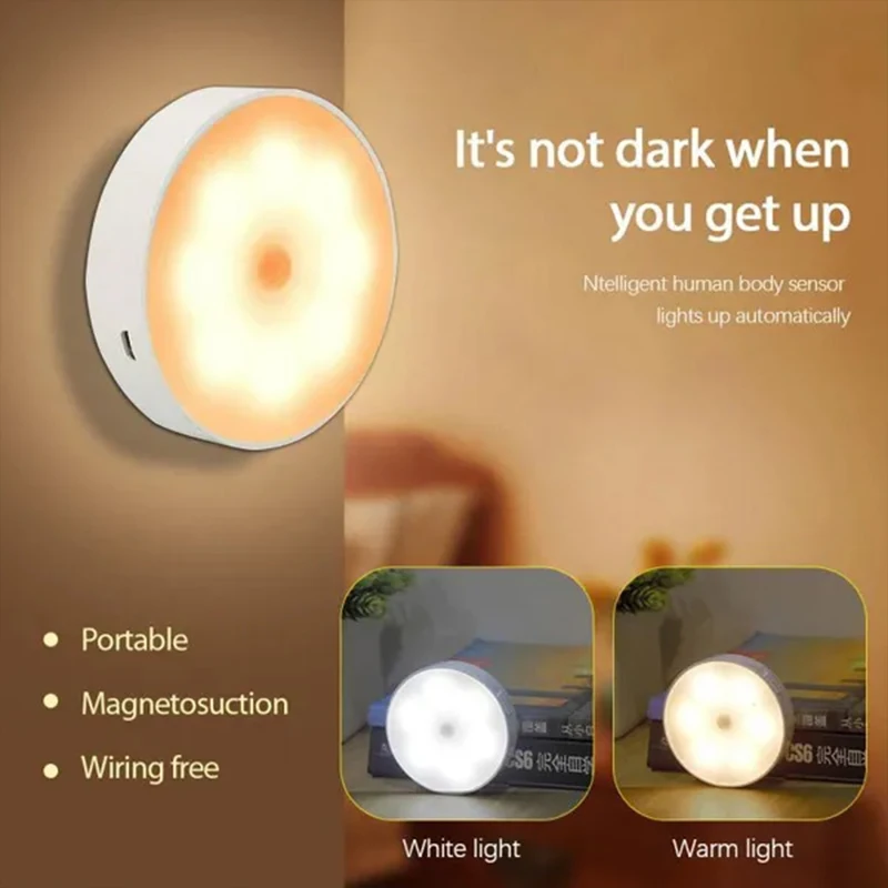 Motion Sensor LED Night Light USB Rechargeable Night Lamp For Kitchen Cabinet Wardrobe Lamp Staircase Wireless LED Closet Light - Image 6