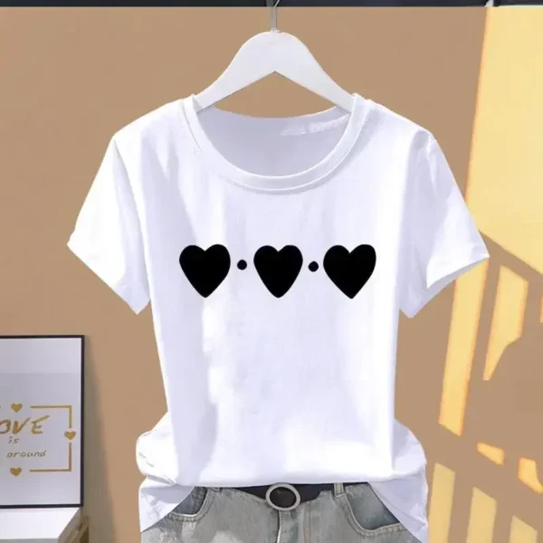 90s Y2k Women Print Floral Sports Fashion Casual Explosive Short Sleeve T-shirt Graphic Tshirts Women Clothes T Shirt - Image 4