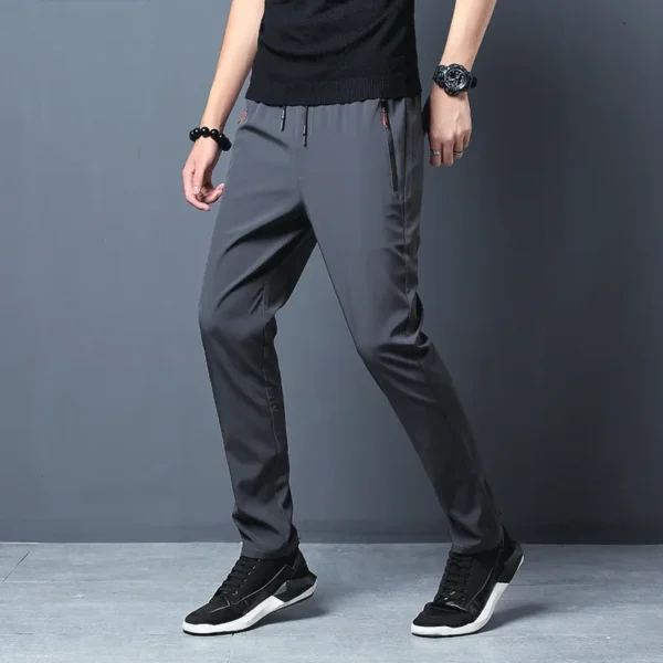 Men's Casual Pants Straight Slim Fit Elastic Waist Jogger Korean Classic Blue Black Gray Male Brand Trousers Plus Size - Image 4