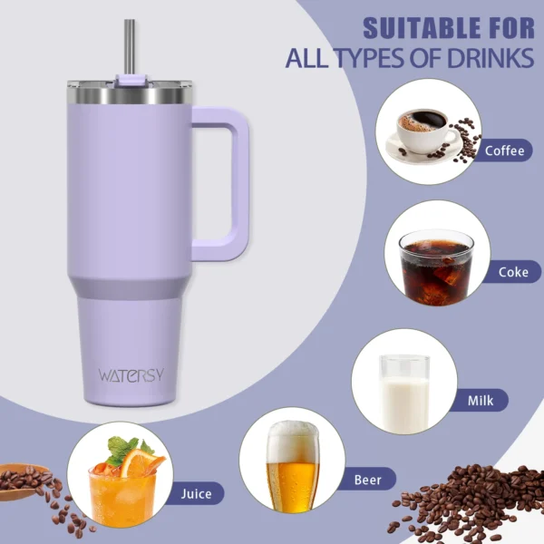 891/1182ml Insulated Mug With Handle And Straw Large Capacity 40oz Tumbler Stainless Steel Water Bottle Office Home Thermal Mug - Image 2