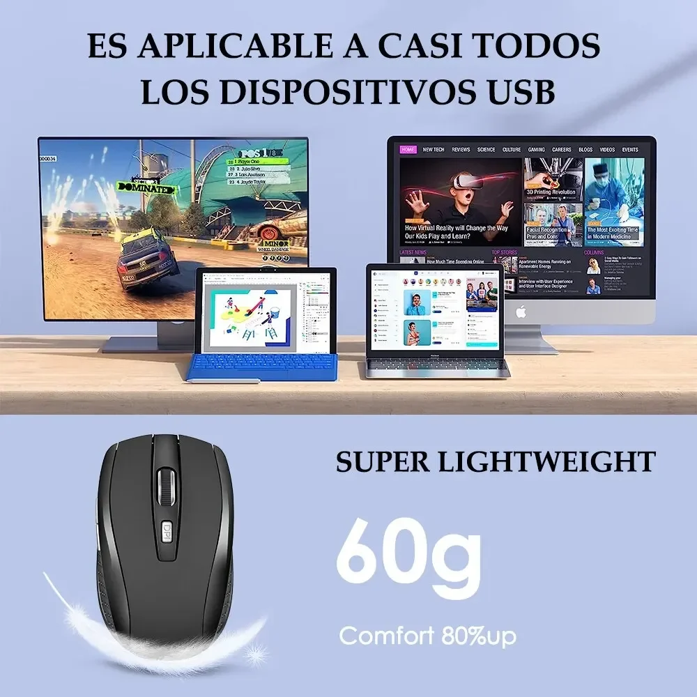 2.4G Wireless Mouse Silent Mouse Portable Charging Mobile Optical Office Mouse Adjustable DPI Level for Laptop - Image 2