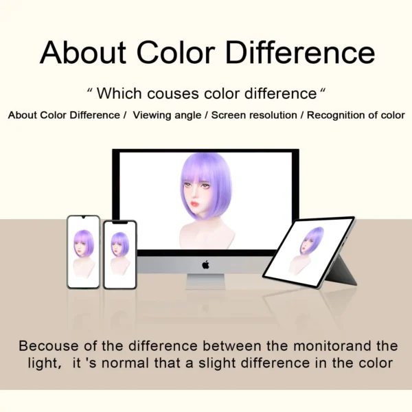 Short, light purple bob hairstyle synthetic wig for Halloween party cosplay wig, daily high-temperature hair accessory wig set - Image 4