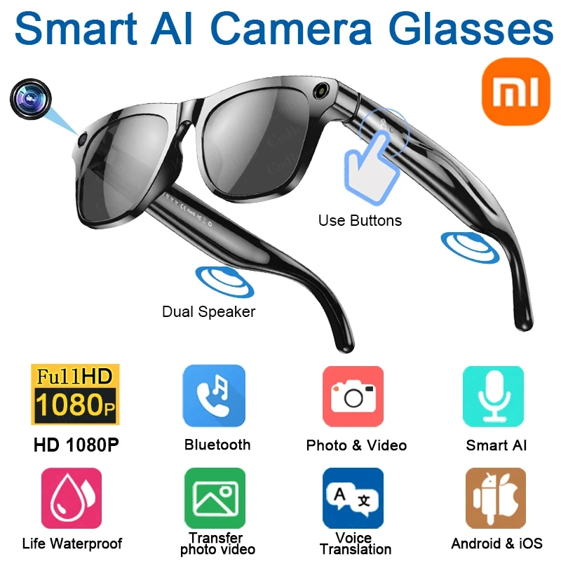Xiaomi 4K HD AI Smart Glasses Chat GPT 100MP Camera Bluetooth Call 260Mah Battery Voice Assistant Control Smart Glasses 2025