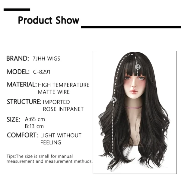 7JHH WIGS Popular Brown Ash Long Deep Wave Hair Lolita Wigs With Bangs Synthetic Wig For Women Fashion Thick Curls Wigs Girl - Image 6