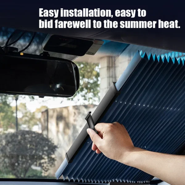 Car Windshield Sunshade Curtain Retractable Set Front Rear Window Sun Shade Protector UV Reflective Film Auto Sun Visor Covers - Image 3