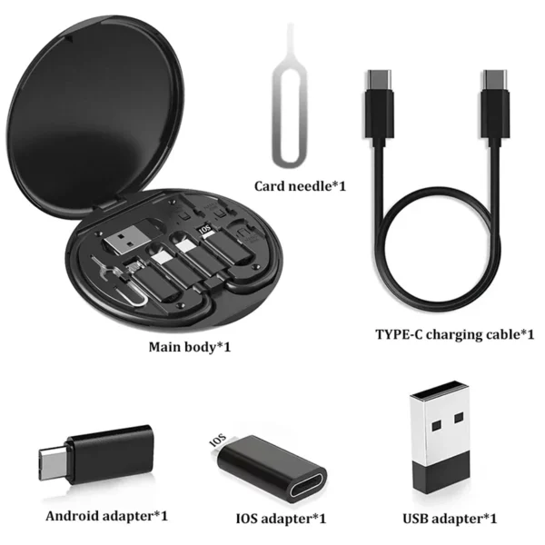 Multi USB Type C to C 60W Charging Adapter Cable Kit USB C to Lighting Conversion Set USB A & Type C to Micro/Type C/Lighting - Image 6