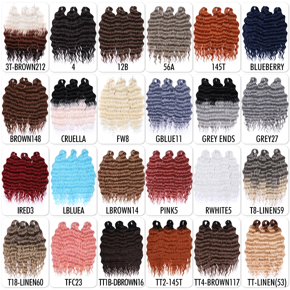 FASHION IDOL 24Inch Crochet Hair Synthetic Water Wave Braiding Hair Extensions Ombre Rainbow color Fake Hair Deep Wave Curl Hair - Image 3