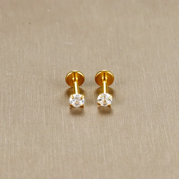 2PC Labret Tragus Stud Earrings 16G Surgical Stainless Steel CZ Crystal Monroe Helix Cartialge Conch Medusa Lip Body Piercing - Image 4