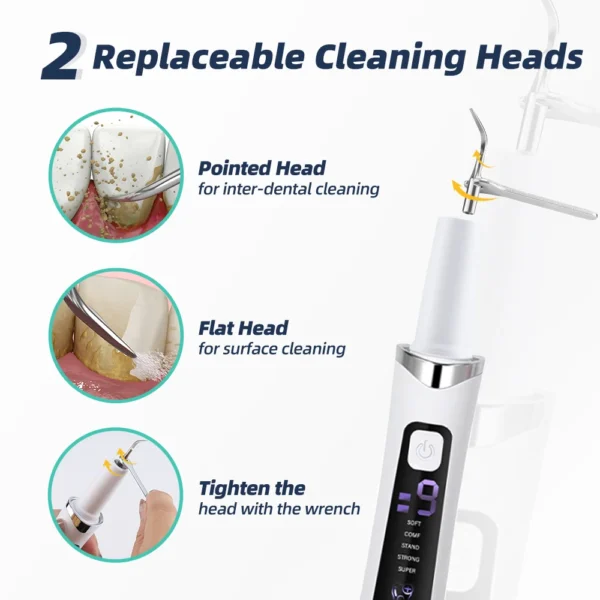 5 LED Light Ultrasonic Tooth Cleaner 9 Levels Dental Scaler Calculus Remover Plaque Stain Tartar Removal Teeth Cleaning Tools - Image 5