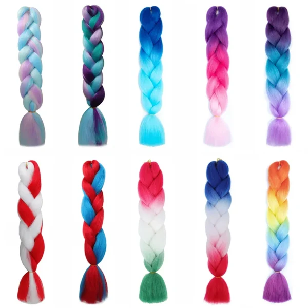 Synthetic 24Inch Jumbo Braids Hair Extension Afro Ombre Color Box Yaki Straight Crochet Braid DIY Hair for Women - Image 3