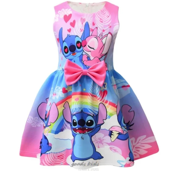 Spring Summer Girl Tutu Dress Lilo And Stitch Bow Kids Lavender Dress Wedding Bridesmaid Kids Clothes for Girls 2-10 Years Girls - Image 5
