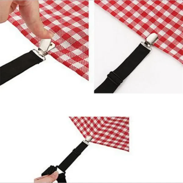 4pcs Adjustable Bed Sheet Fasteners Straps Elastic Mattress Cover Corner Holder Clip Grippers Suspender Cord Hook Loop Clasps - Image 2