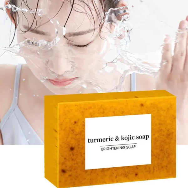100g Turmeric Hand Made Soap, Lemon Kojic Acid Soap, Shower and Facial Soap Deep Cleaning For Face Body Skin Care - Image 3