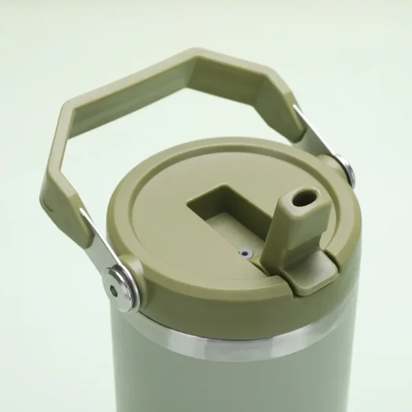 1pc Vacuum Tumbler with Lid Stainless Steel Portable Water Bottle with Dazzling Handle Insulated Tumbler Tote Handle 20/30OZ - Image 3