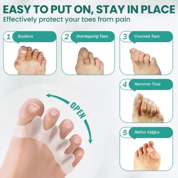 1 Pair Silicone Toe Separator Bunion Corrector Hammer Toe Corrector Soft Silicone Material for Toe Separation Foot Care Tool - Image 2