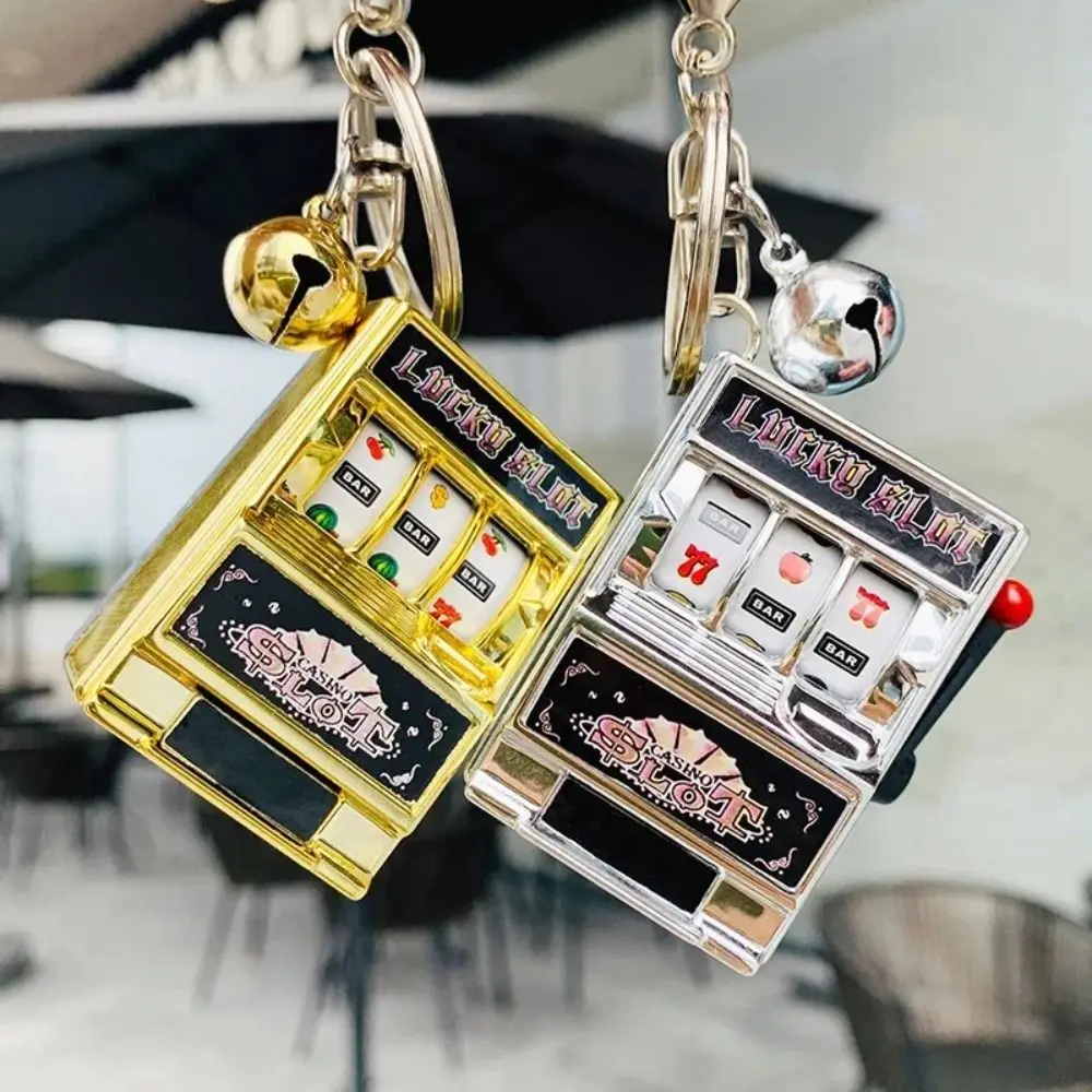 Cartoon Stress Reliever Keychains Coin Operated Games Toy Fruit Slot Machine Mini Lucky Jackpot Kids Adult - Image 2