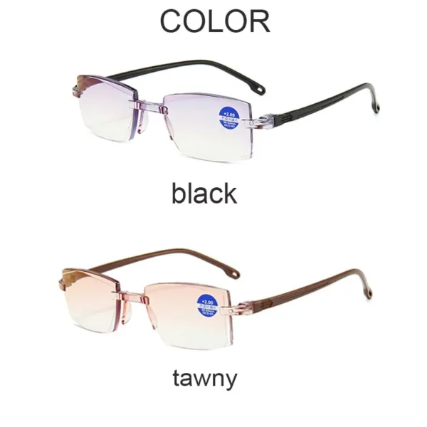 2 Pair New Men Women Rimless Reading Glasses Anti Blue Light Bifocal Far Near Magnification Eyewear Presbyopic Glasses +150 +200 - Image 3