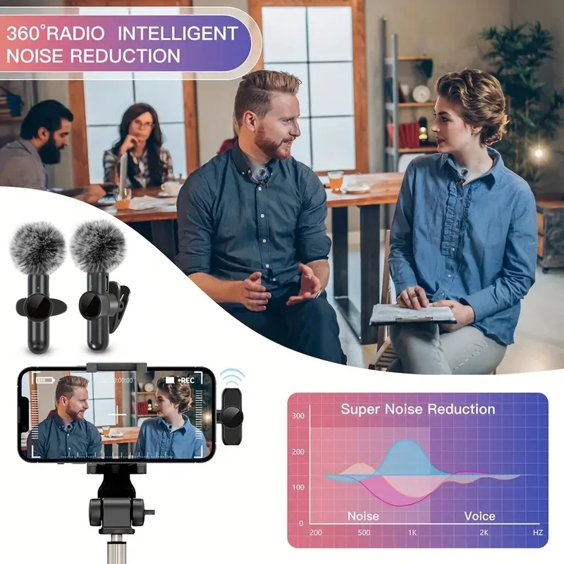 Wireless Lavalier Microphone With Windproof Cover Audio Video Recording Mini Mic For iPhone Android Mobile Phone Microphone - Image 4