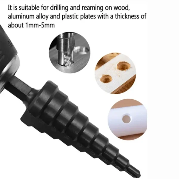 3Pcs HSS Straight Groove Step Drill Bit 3-12mm 4-12mm 4-20mm Nitride Black Hex Wood Metal Hole Cutter Core Drilling Tools Set - Image 4