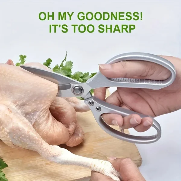 1pc Multi-Purpose Stainless Steel Kitchen Shears - Heavy-Duty Poultry Scissors with Comfortable Aluminum Alloy Grip for Food Pre
