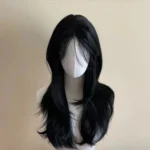 Ashely Black Wig Female Headband Body Wavy Rose Hair Net Models in French Bangs High Quality Simulation Hair Synthetic Wig 가발