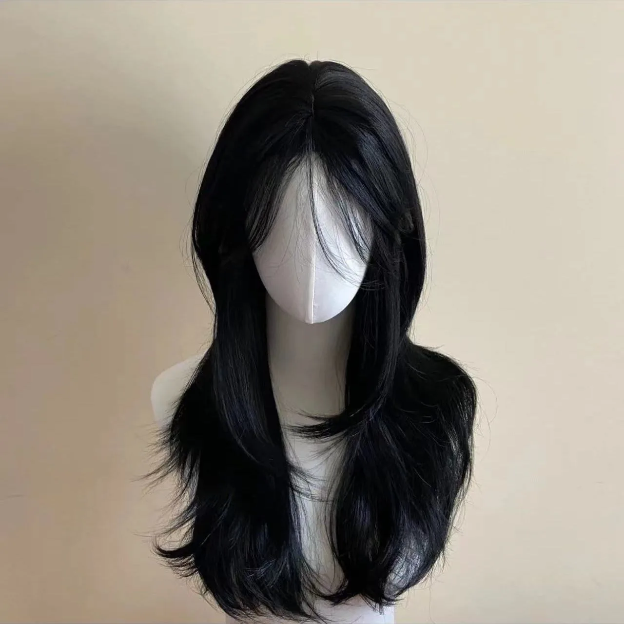 Ashely Black Wig Female Headband Body Wavy Rose Hair Net Models in French Bangs High Quality Simulation Hair Synthetic Wig 가발