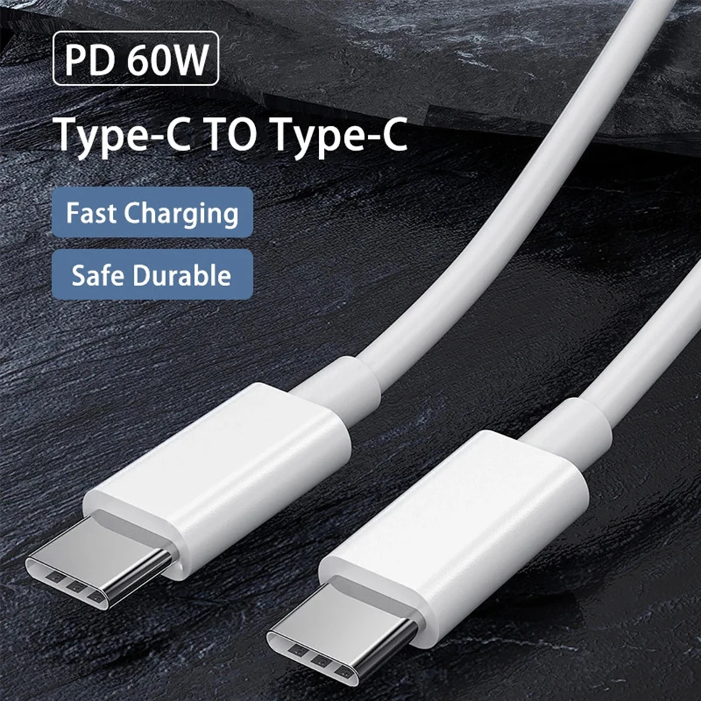 PD 60W USB C to USB Type C Cable Fast Charge Data Cable For Iphone 15 15Pro Huawei Samsung Xiaomi Data Line Black White 1M 2M 3M - Image 2