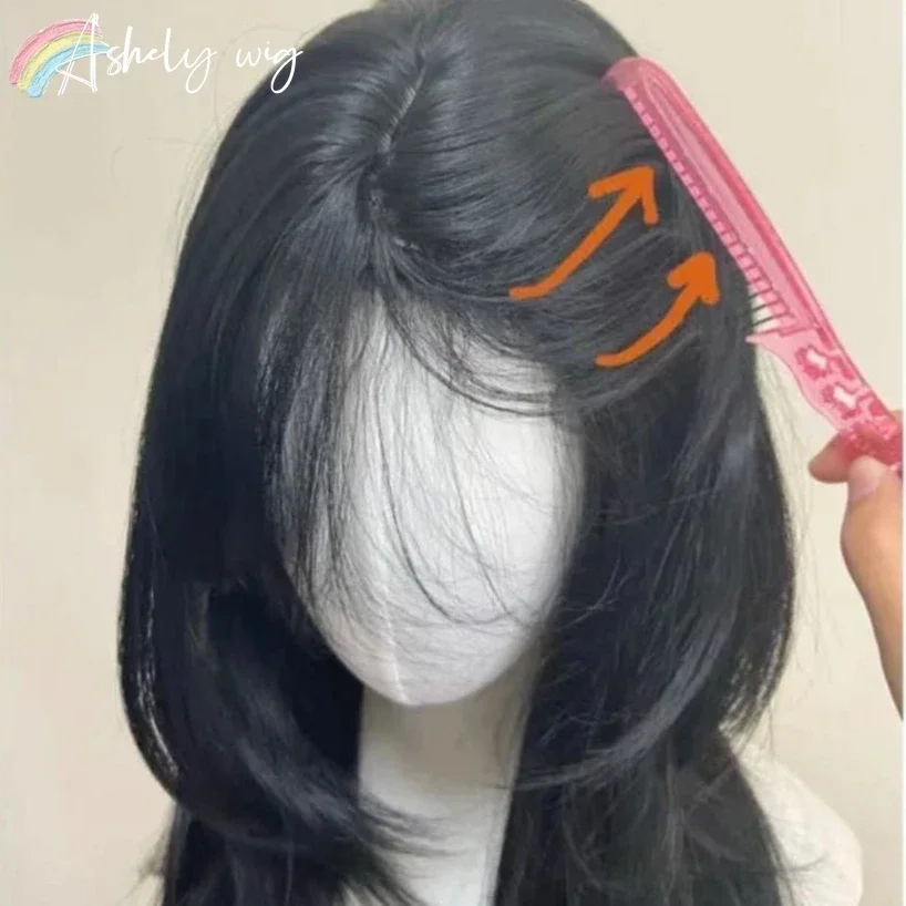 Ashely Black Wig Female Headband Body Wavy Rose Hair Net Models in French Bangs High Quality Simulation Hair Synthetic Wig 가발 - Image 5
