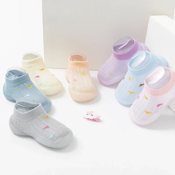 Children's Walking Shoes Baby Floor Shoes Baby Socks Shoes Non Slip Indoor Soft Sole Mesh Surface Thin Sandals One Foot Pedal - Image 3