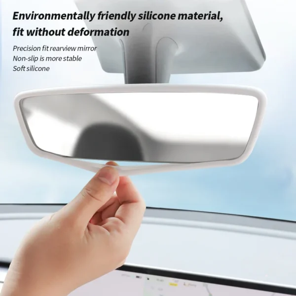 Silicone Rear View Mirror Protector Frame for Tesla Model 3 Y S X Center Console Accessories Interior Rearview Cover Rubber Case - Image 5