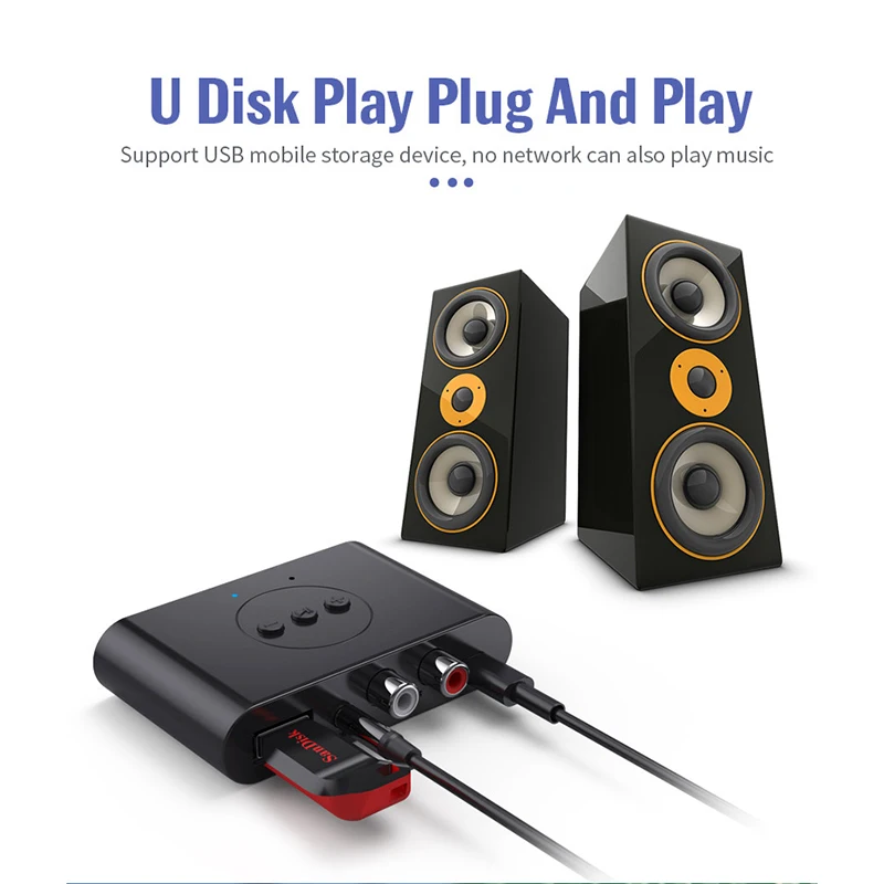 Bluetooth 5.2 Audio Receiver NFC U Disk 3.5mm AUX RCA USB Stereo Music Wireless Adapter With Mic For Car Kit Speaker Amplifier - Image 3