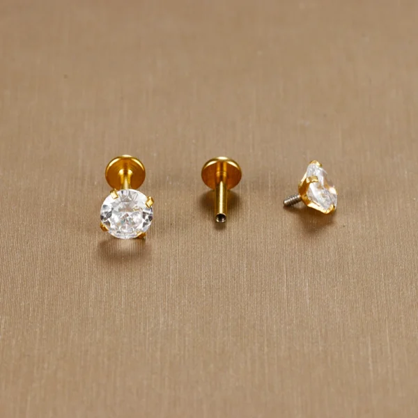 2PC Labret Tragus Stud Earrings 16G Surgical Stainless Steel CZ Crystal Monroe Helix Cartialge Conch Medusa Lip Body Piercing - Image 6