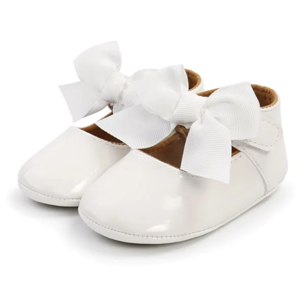 Meckior Baby Shoes Bowknot Rubber Sole Anti-slip PU Ballet Slippers Baby Girl Dress Shoes First Walker Toddler Crib Shoes - Image 2