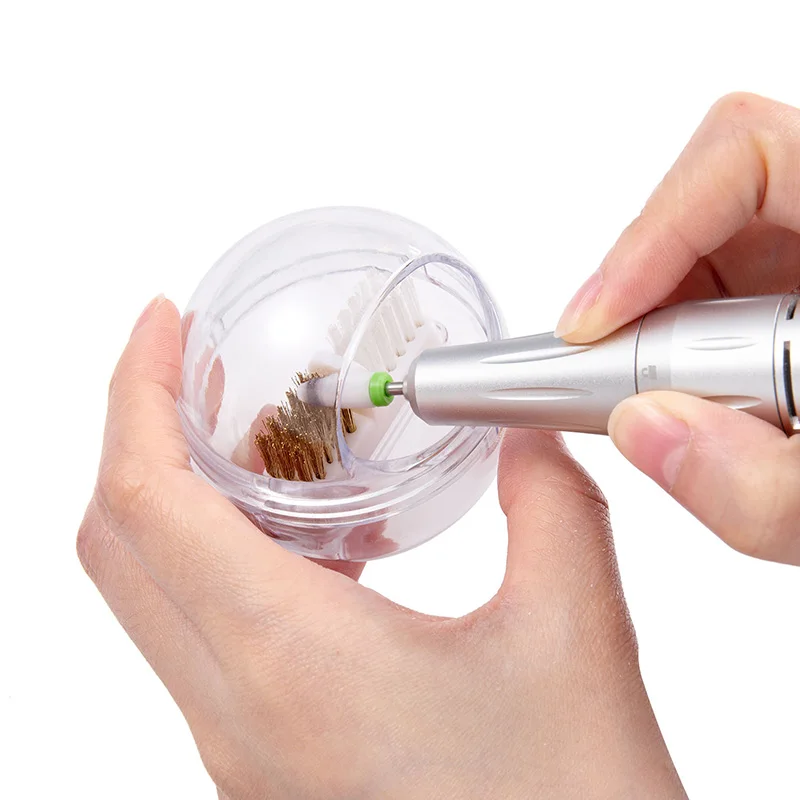 Electric Nail Drill Bits Cleaning Brush with Dustproof Box Portable Manicure Cutter Cleanser Copper Wire Brush Clean Tools - Image 5