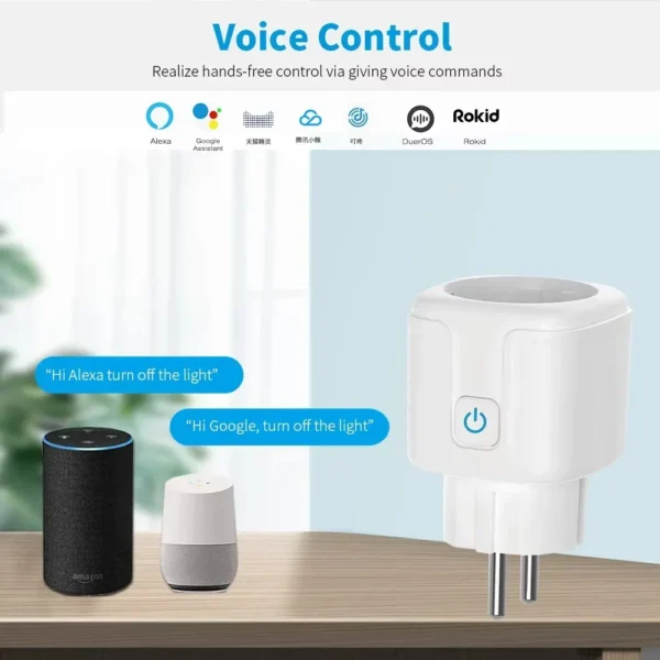 EU Tuya WiFi Smart Plug Socket 16A/20A with Power Monitor Timer Function Remote APP Voice Control Works with Alexa Google Home - Image 2