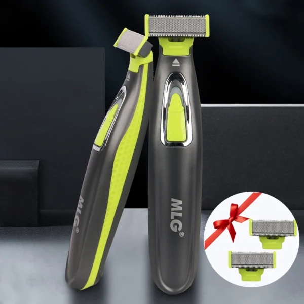 Electric Shaver for Men and Women Portable Full Body Trimmer USB T Shaped Blade Razor for Beard Armpit with 2 Replacement Blades