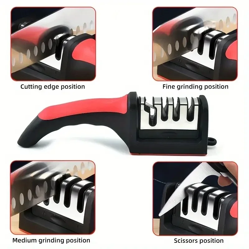 3-Segment Knife Sharpener Knife Sharpeners for Kitchen Knives Stainless Steel Three-Purpose Sharpening Stone for Kitchen Tools - Image 4